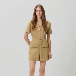 Açık Haki Cepli Kısa Tulum